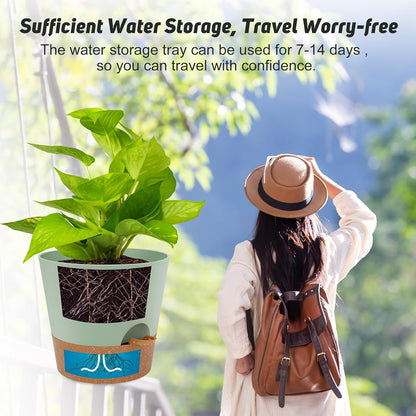 YNNICO Indoor Self Watering Planters with Drainage Holes and Saucers, 8, 7, 6.5, 6, 5.5, 5 Inches, Black, 6 Pots