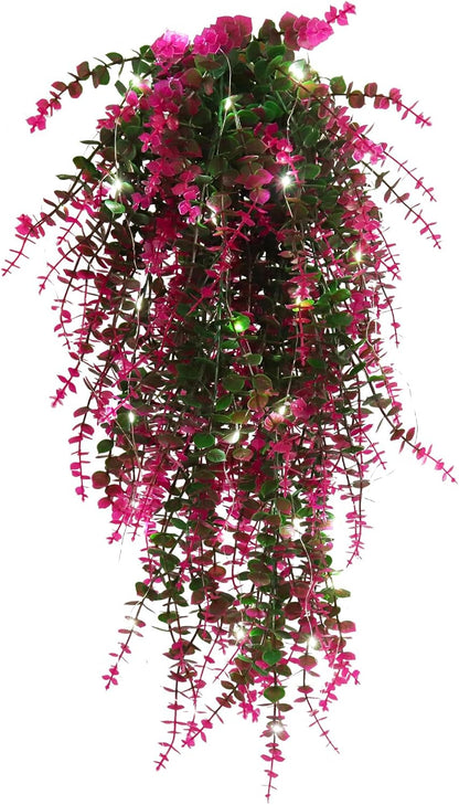 RECUTMS Artificial Hanging Plants Fake Hanging Plant Faux Eucalyptus Leaf Greenery Vine Outdoor UV Resistant Plastic Plants Home Garden Wedding Party Indoor Outdoor Decorations(White)