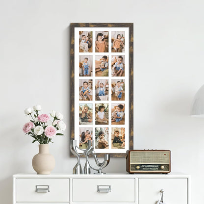 DUENPY 14x26 Collage Picture Frame 4x6 Collage Picture Frame Displays Twelve 4x6 inch Photos Available Horizontal Wall Mounting Display and Vertical Black - Colors A