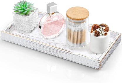 ALELION 11.7" Bathroom Vanity Tray for Counter - Acacia Wood Decorative Tray for Toilet Tank Makeup Perfume Jewelry Catchall Coffee Table - Wooden Kitchen Countertop Organizer for Soap Dispenser