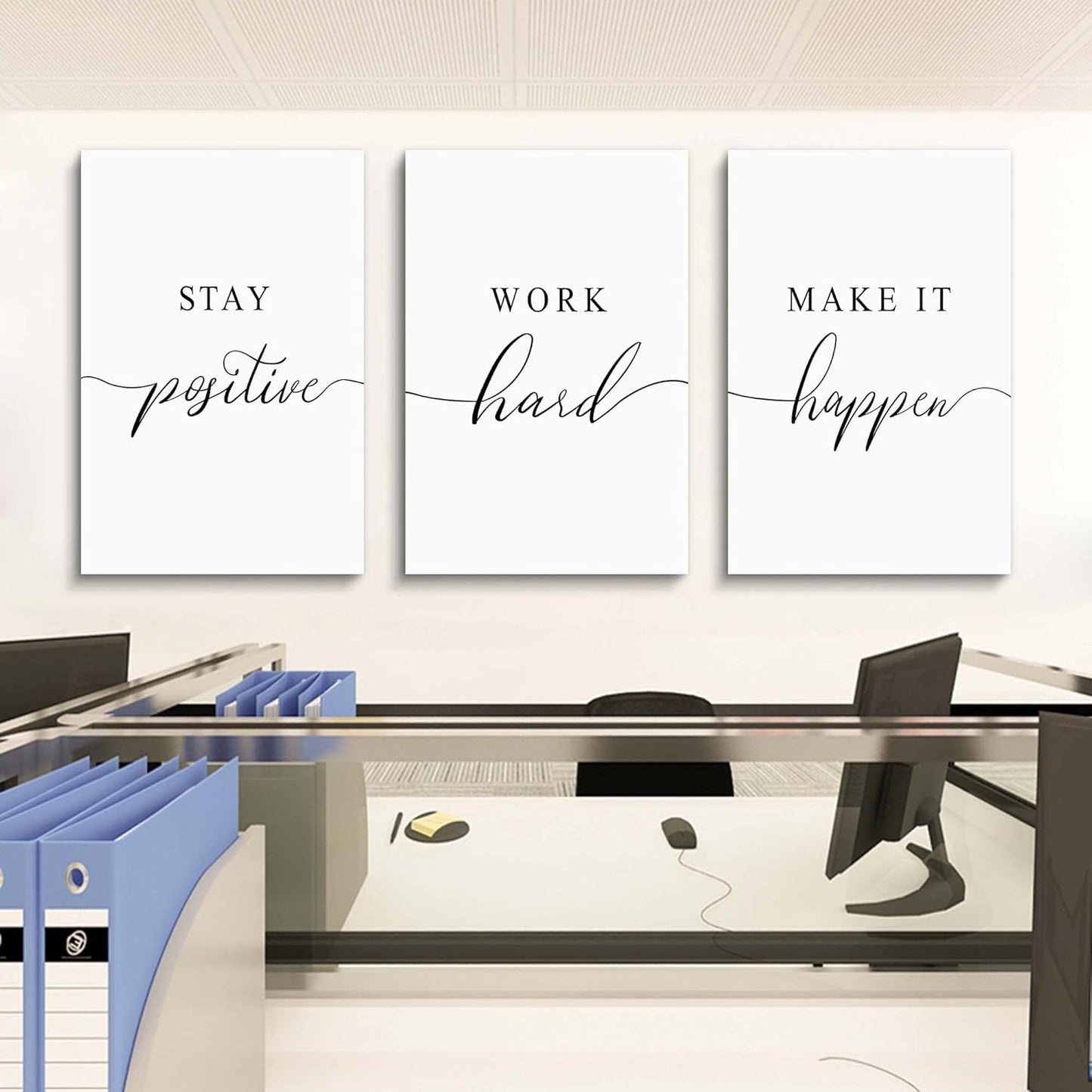 Inspirational Canvas Painting Wall Art -EPHANY ART,Mindset Quotes Prints, Success Framed Entrepreneur Poster Positive Quotes Wall Poster for Home Office Workplace (M-3pcs,12x16inchx3pcs)