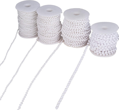 3mm Millet Beads Crafts Faux Pearl Beads Garland Pearl Bead Roll Strand of Pearls to Decorate Floral Centerpieces Wedding Party Favor Christmas Tree(33 Feet Ivory)