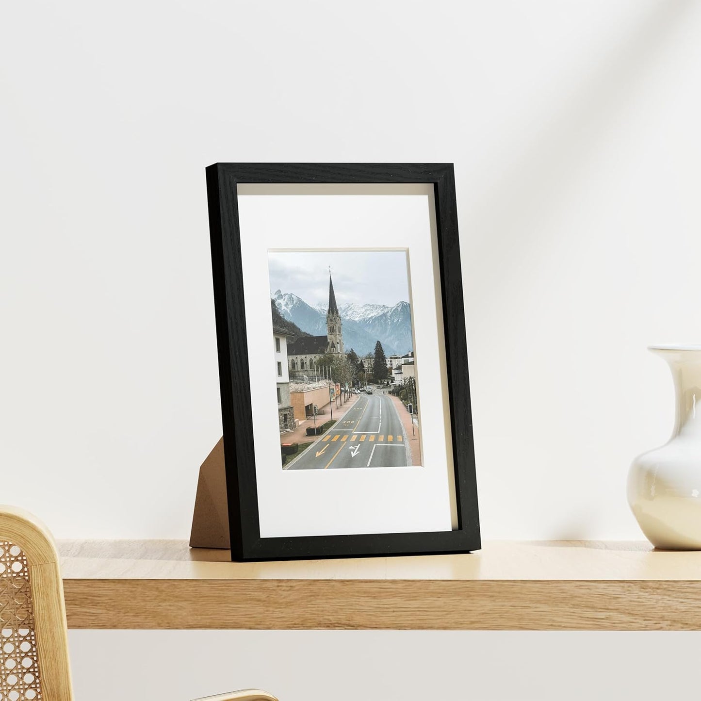 Vittanly 8x10 Picture Frames Set of 9, Shatter Resistant Plexiglass, Display 5x7 Pictures with Mat or 8x10 without Mat, Photo Frames for Wall or Tabletop, Engineered Wood, Black - Colors A