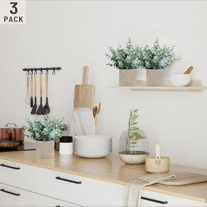 2 Pack Fake Plants Eucalyptus Small Potted Artificial Plants Indoor Greenery for Shelf Desk Home Bathroom Modern Farmhouse Living Room Coffee Table Decor