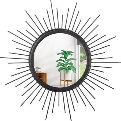 Gold Sunburst Mirrors for Wall Decorative Metal Round Art Mirrors Large Wall Decor Hanging Mirror for Bathroom Bedroom Living Room Vanity Entryway 16"