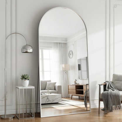 57" x 20" Arched Full Length Mirror - Wall Mounted/Floor Mirror Aluminum Alloy Frame Full Body Mirrors for Bathroom Living Room Bedroom and Entryway,Black