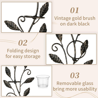 Sziqiqi Wall Sconces Candle Holder - Wall Candle Holder Black Tea Light Candle Sconce Vintage Wall Sconce Set of 2 for Living Room Wall Mount Candle Sconces for Bathroom Dining Room