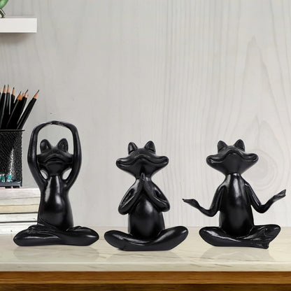 Suoedd Gold Frog Figurines Yoga Decor 3.7In Set of 3 –Frog Yoga Statues for Modern Living Room Desk Table Home Office Bookshelf Shelves Sculptures Decor,Gifts for Mom Women