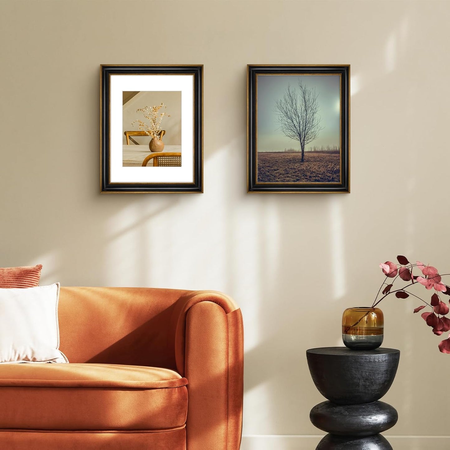 Golden State Art, 11x14 Photo Frame with Mat for Pictures 8x10 and Real Glass (Dark Gold Brown & Bronze Pewter Panel with White Color Mat, 1.25 Inch Frame Border)