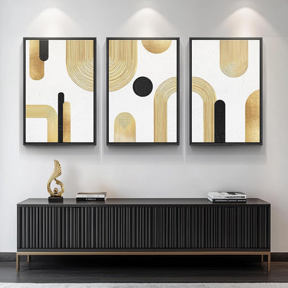 Large Framed Black and White Abstract Wall Art for Living Room, 3 Piece Big Modern Canvas Prints Paintings Artwork for Walls, Minimalist Abstract Art Pictures for Hallway, Office Wall Decor 24x36 In