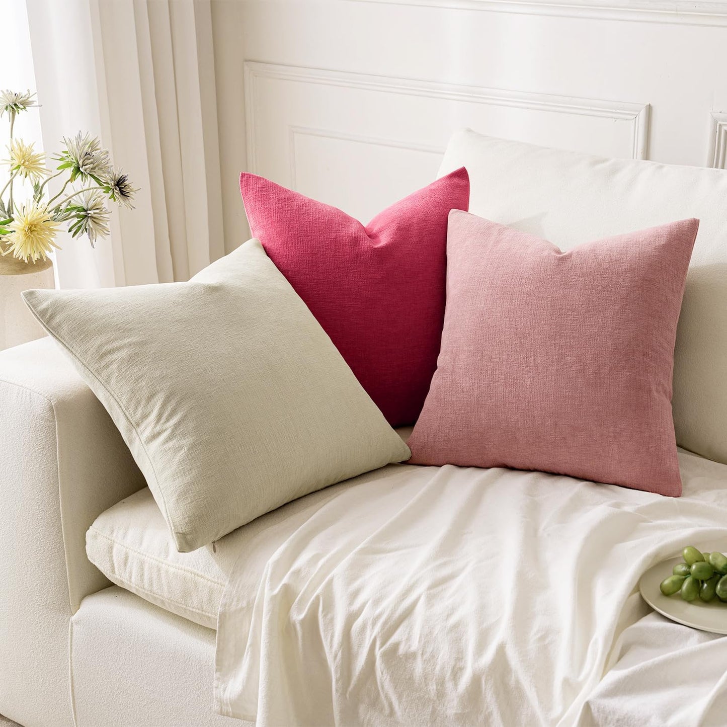 MIULEE Olive Green Couch Pillow Covers 18x18 Inch, Set of 2 Soft Chenille Decorative Square Throw Pillow Covers Farmhouse for Sofa Living Room Bed