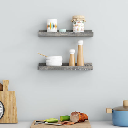 FLYJOE Picture Ledge Shelf, Floating Shelves Set of 2, Solid Pine Wood 55'' Long Large Nursery Book Shelves for Toys Storage, Kids Bookshelf for Living Room Bedroom Decor Books Photo Frames, Walnut