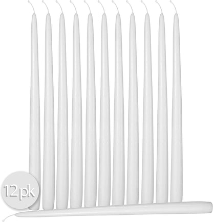 Hyoola 12 Pack Tall Taper Candles - 10 Inch White Dripless, Unscented Dinner Candle - Paraffin Wax with Cotton Wicks - 8 Hour Burn Time