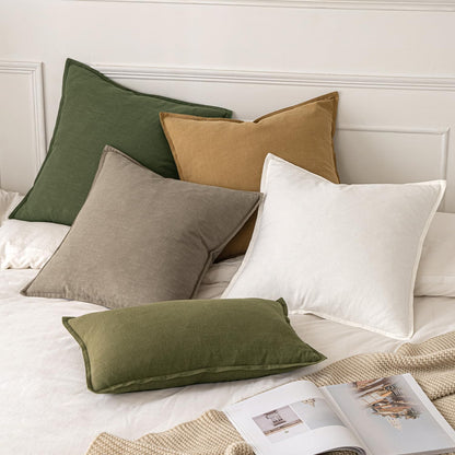 MIULEE Decorative Linen Euro Sham Pillow Covers 26x26 Cream White Boho Farmhouse Neutral Couch Throw Pillows for Bed Pack of 2 Accent Modern Pillowcase Sofa Livingroom Home Decor
