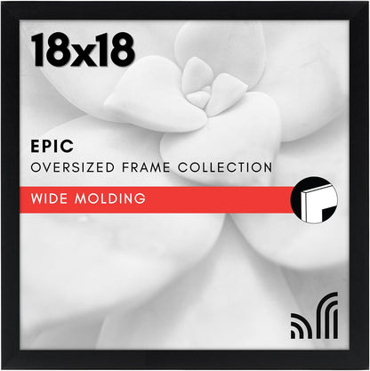 Americanflat 16x20 Picture Frame with Polished Plexiglass - Black Picture Frame - Wide Photo Frames Made of Engineered Wood for Vertical or Horizontal Wall Display - Epic Collection - Black - Colors B