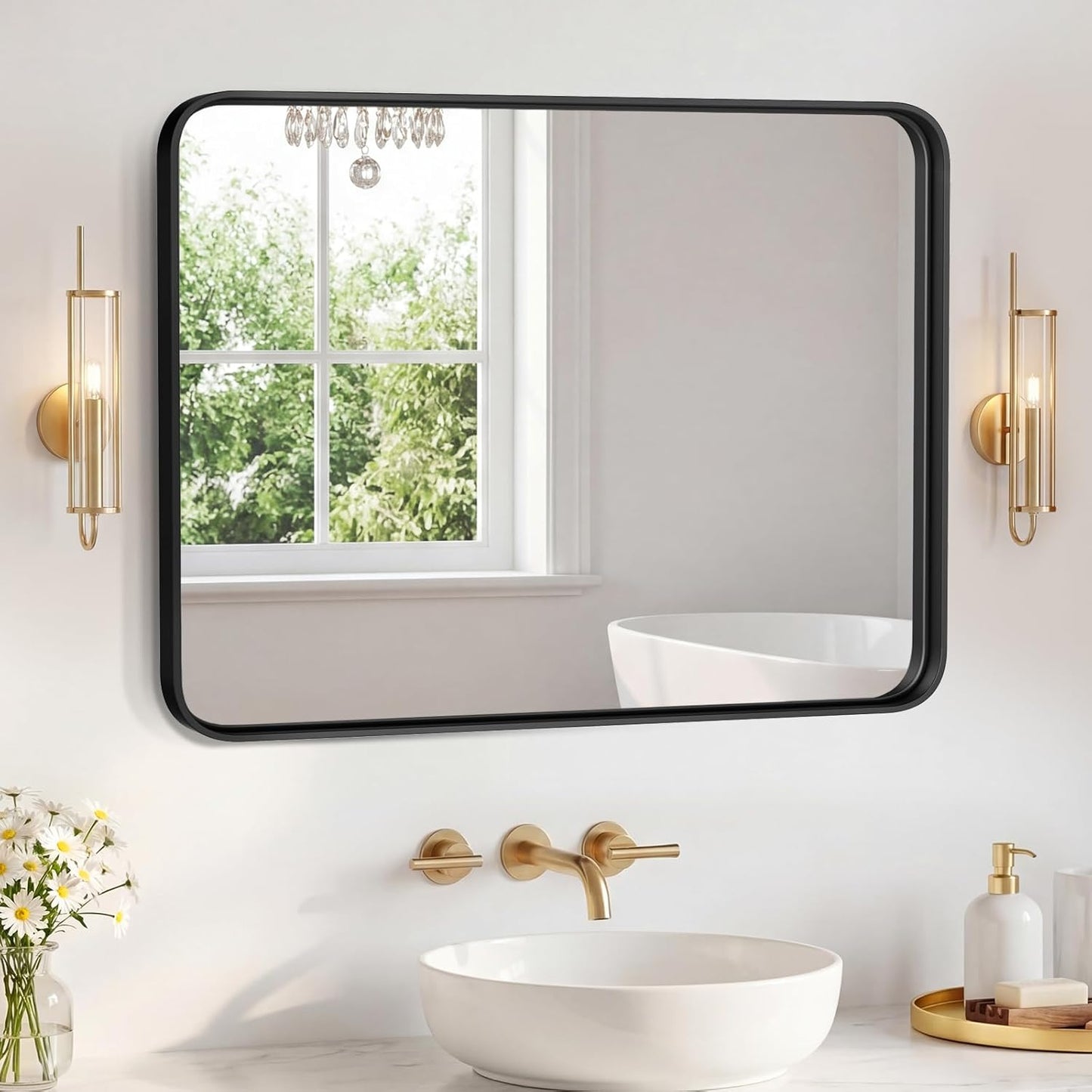 NEWBULIG Gold Round Wall Mirror 36 Inch, Bathroom Mirrors for Over Sink, Wall Decor for Bathroom, Entryway, Bedroom, Vanity
