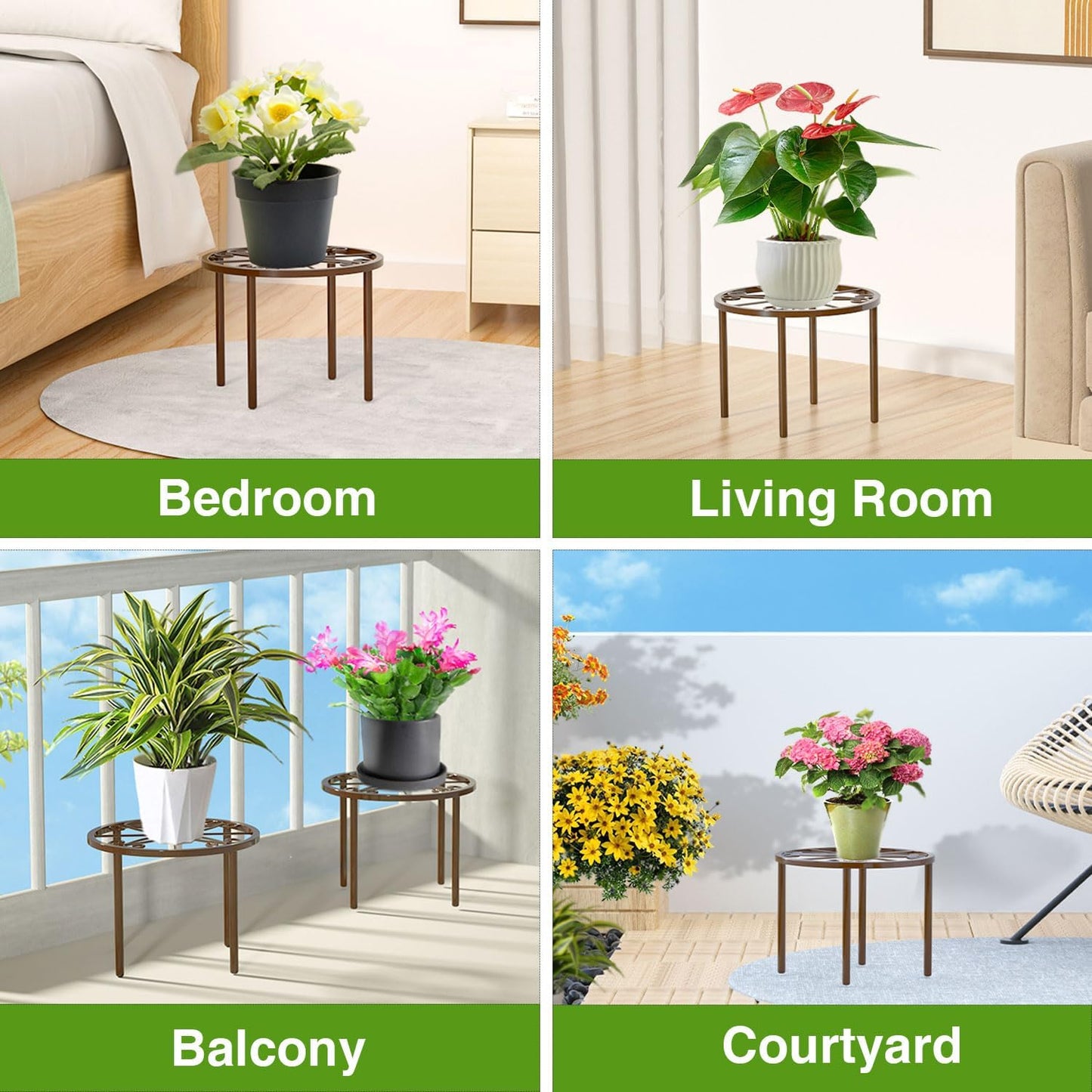 bussdis 1 PCS Plant Stand,-Heavy Duty Metal Stand Decorates Plants, Anti-Rust Flower Pot Stand, Round Plant Rack for Room Indoor and Outdoor Courtyard,Gardens, Brown.