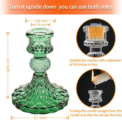 Glass Candlestick Holder,Striped Taper Candle Holders,Set of 6 Candle Stand for Table Centerpieces, Home Decor,Weddings,Festival and Parties (Clear Stripe Pattern)