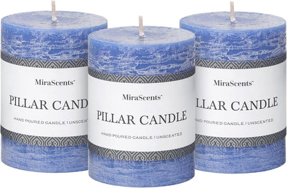 3x6 Inch Sage Green Pillar Candles Set of 3 - Unscented Spring, Long Clean Burning, Large Smokeless Dripless for Home Decor, Dinner Table, Bathroom, Rustic Decor