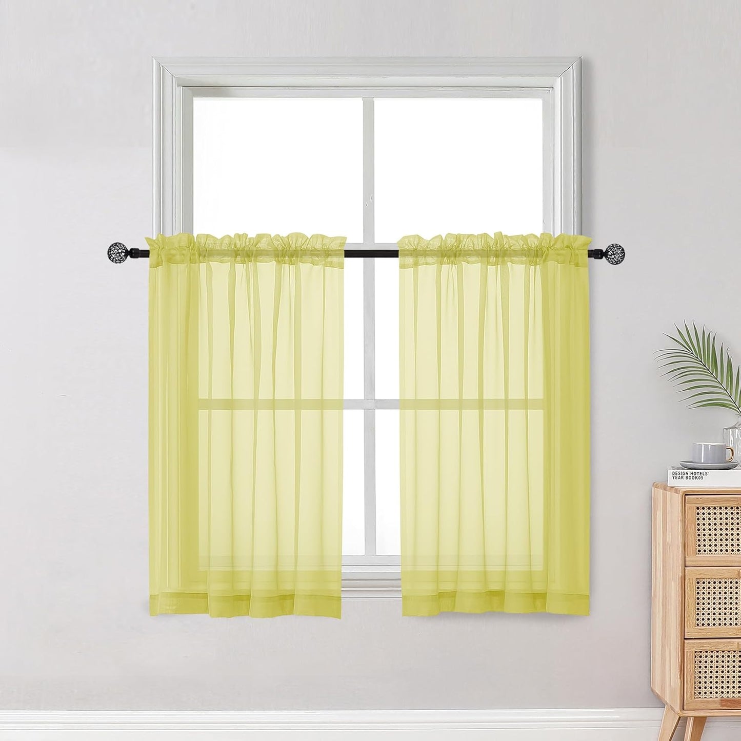OWENIE Sheer Curtains 84 inches Long 2 Panels Set for Living Room/Bedroom, Rod Pocket Voile Sheer Panel Drapes, White, 2pcs, Each 42" W x 84" L - Colors A