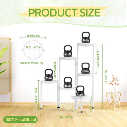 iDavosic.ly Plant Stand Indoor Outdoor, 5 Tier Corner Metal Flower Display Holder Shelf, Folding Tall Orchid Rack for Patio Balcony Porch Garden Living Room House, Black