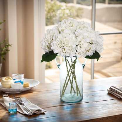 Kimura's Cabin 6pcs White Hydrangea Artificial Flowers Silk Fake Hydrangeas Faux Hydrangea Flowers with Stems for Wedding Bouquets Arrangement Home Table Centerpieces Baby Shower Party Decoration