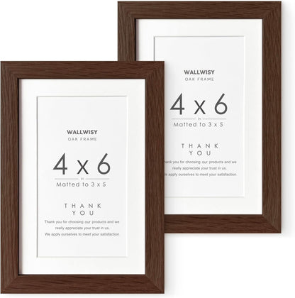 5x7 Picture Frame, Solid Oak Wood 5 x 7 Photo Frame with Mat to 4x6, 7x5 Picture Frames for Wall and Tabletop Display, (Walnut Set of 1)