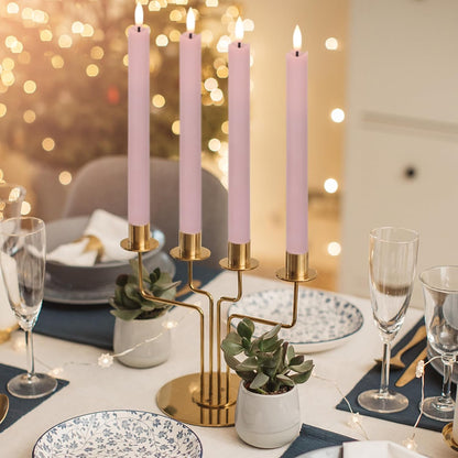 GenSwin Flameless Ivory Taper Candles Flickering with 10-Key Remote, Battery Operated Led Warm 3D Wick Light Window Candles Real Wax Pack of 6, Christmas Home Wedding Decor(0.78 X 9.64 Inch)