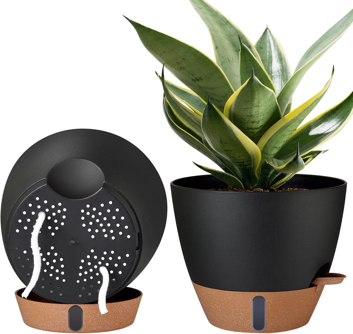 montresor 12/10/8 Inch Self Watering Pots for Indoor Plants Plastic Large Plant Pots for Outdoor Plants, Water Level Window & Spacious Reservoir Flower Pots Decorative Planter with Drainage and Tray