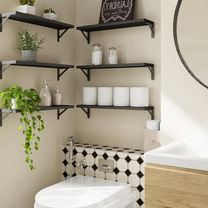 YGEOMER Brown Floating Shelves for Wall, 16.5 Inch Farmhouse Wall Shelves for Bedroom, Bathroom Storage, Living Room and Kitchen Decor (Set of 6 Brown)