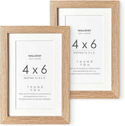 5x7 Picture Frame, Solid Oak Wood 5 x 7 Photo Frame with Mat to 4x6, 7x5 Picture Frames for Wall and Tabletop Display, (Walnut Set of 1)