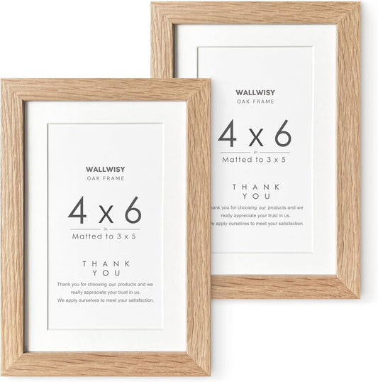 5x7 Picture Frame, Solid Oak Wood 5 x 7 Photo Frame with Mat to 4x6, 7x5 Picture Frames for Wall and Tabletop Display, (Walnut Set of 1)