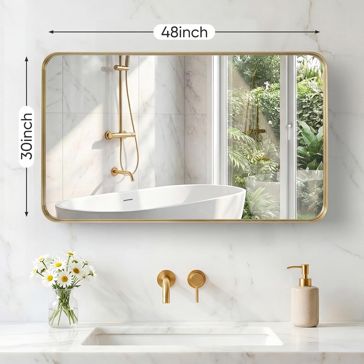 NEWBULIG Gold Round Wall Mirror 36 Inch, Bathroom Mirrors for Over Sink, Wall Decor for Bathroom, Entryway, Bedroom, Vanity
