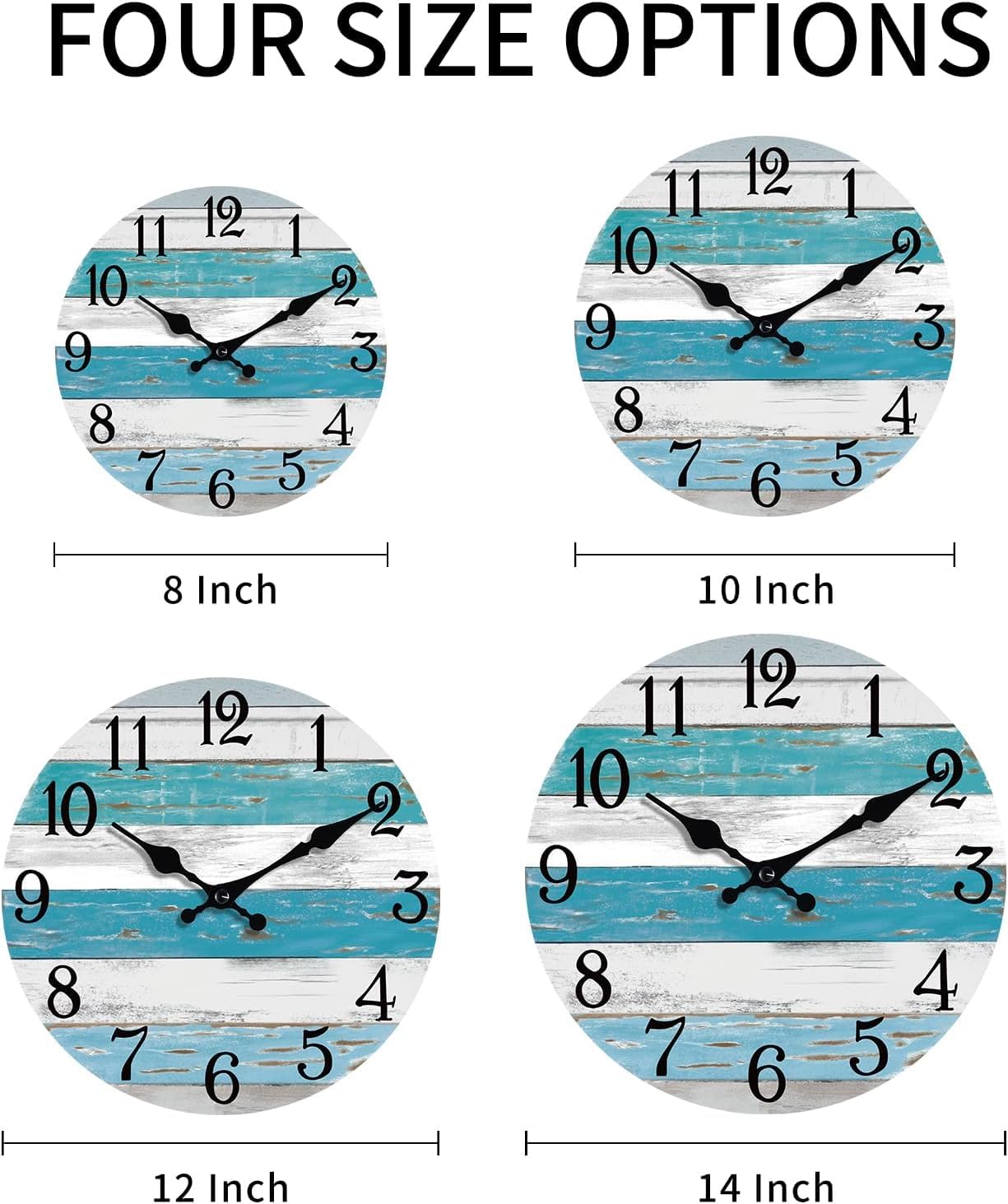 KECYET Wall Clock Battery Operated 8 Inch Silent Non Ticking Coastal Design Country Rustic Retro Decorative for Bathroom Kitchen Living Room Bedroom