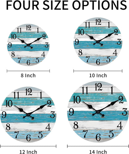 KECYET Wall Clock Battery Operated 8 Inch Silent Non Ticking Coastal Design Country Rustic Retro Decorative for Bathroom Kitchen Living Room Bedroom