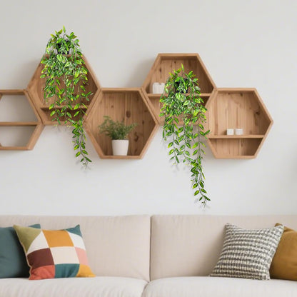Clearain 1pcs Fake Hanging Plants, Artificial Small Potted Plants, Mini Faux Succulent Plant for Indoor Outdoor Aesthetic Office Living Room Shelf Home Decor (Eucalyptus leaves-1pcs)