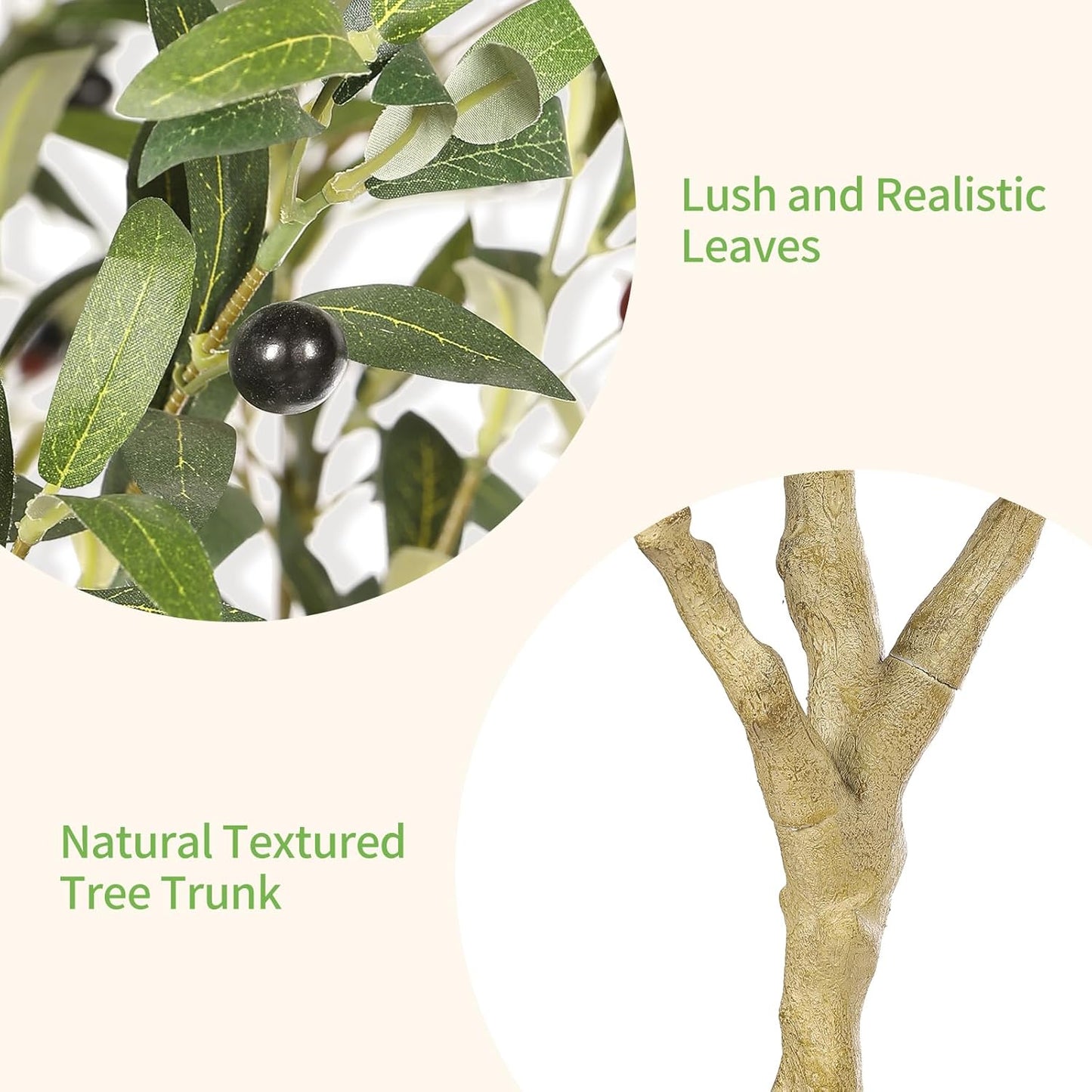 Realead Faux Olive Tree 7ft - Realistic Tall Olive Trees Artificial Indoor - Large Fake Olive Tree with Natural Wood Trunk and Lifelike Leaves - Artificial Olive Tree for Home Office Decor