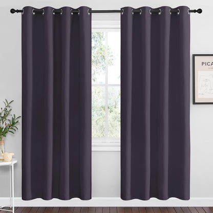 NICETOWN Halloween Pitch Black Solid Thermal Insulated Grommet Blackout Curtains/Drapes for Bedroom Window (2 Panels, 42 inches Wide by 63 inches Long, Black) - Colors D