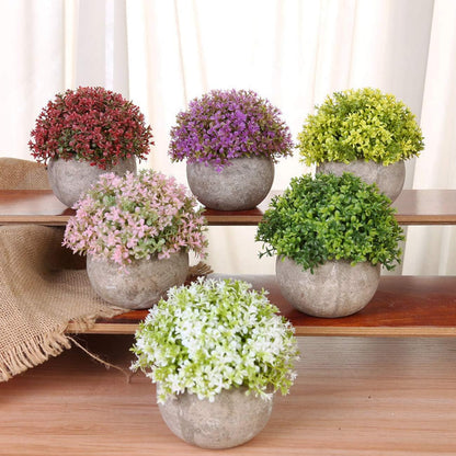 Ogrmar Mini Plastic Faux Plants in Pot/Small Topiary Shrubs Fake Greenery for Bathroom, House Decorations (Green Grass)