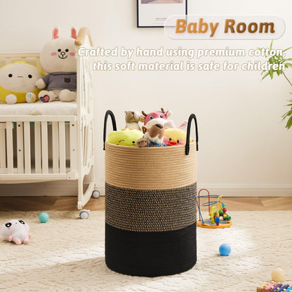 Artfeel Laundry Basket,Woven Cotton Rope Laundry Hamper,60L for Decor Storage of Dirty Clothes,Toys and Blankets in Bathroom,Baby Room and Living Room