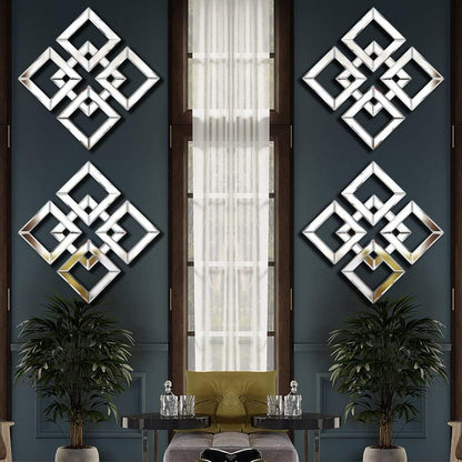 QMDECOR 2 Pack Silver Mirrored Square Wall-Mounted Mirrors Modern Glam Accent Decor for Home