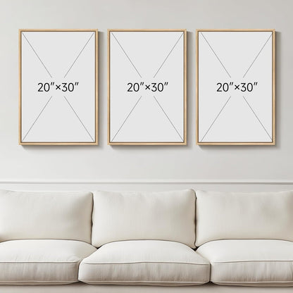 Large Framed Neutral Abstract Wall Art for Living Room, 3 Piece Modern Canvas Prints Paintings Artwork for Walls, Black and Beige Pictures for Living Room Hallway Stair Office Wall Decor 24x36 Inch