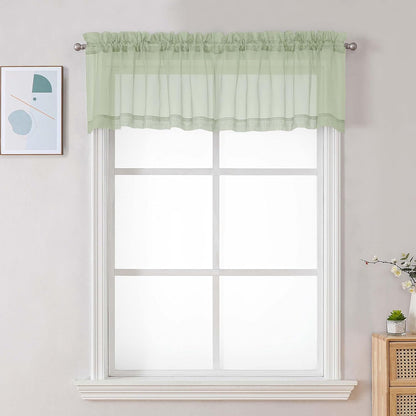 Chyhomenyc Sheer White Valances for Windows 2 Pack, Small Window Curtains for Living Room Bathroom Cafe Laundry Basement, Modern Top Dual Rod Pocket Voile Curtain, 42W x 14L inches, White - Colors B