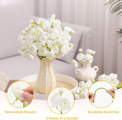 Alupssuc 30Pcs Ranunculus Artificial Flowers Faux Silk Mini Ranunculus, Spring Flowers Artificial Indoor for DIY Bouquets, Bulk Fake Wedding Filler Flowers for Bride Shower Decorations, Shabby Blush