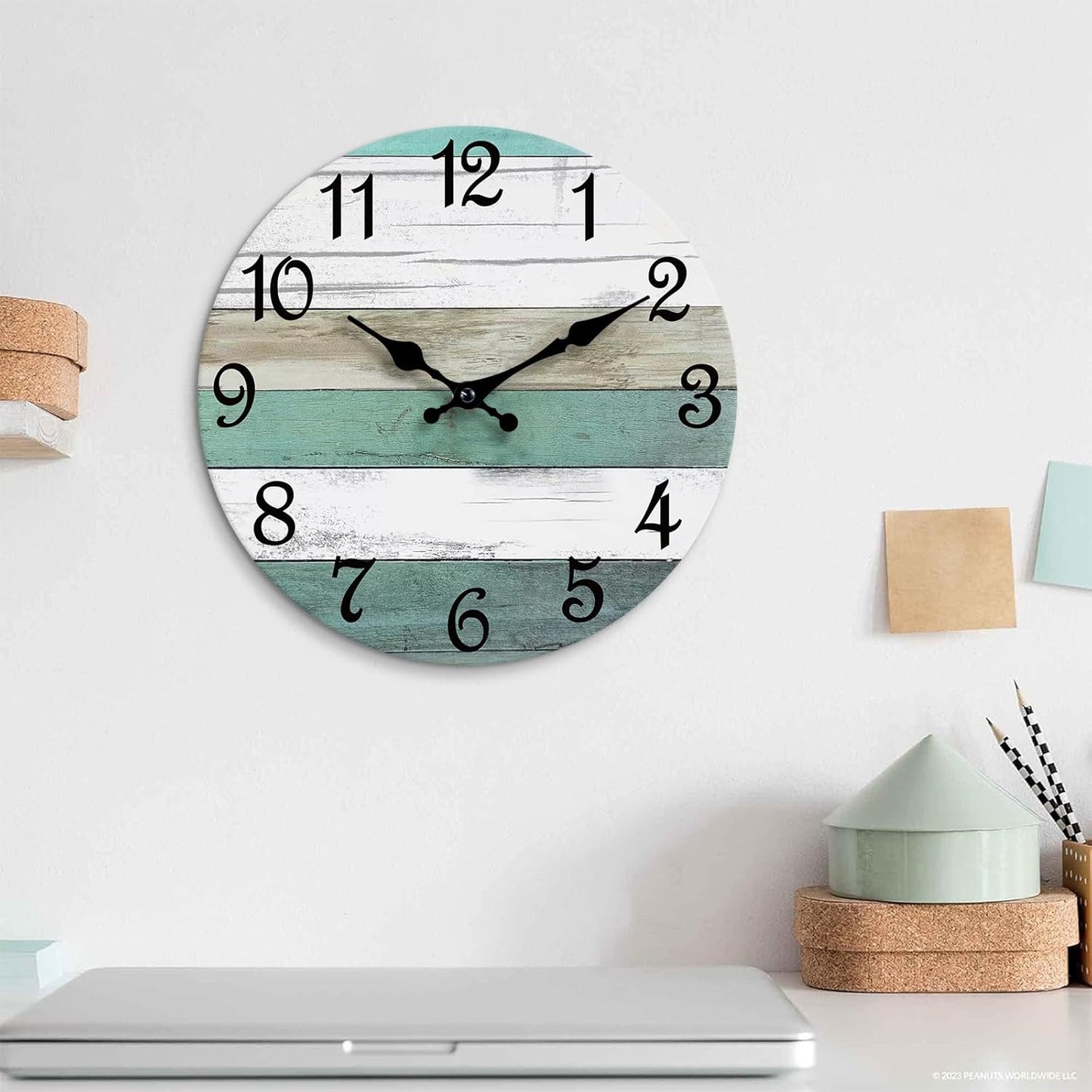 CHYLIN Wall Clock, Silent Non Ticking Battery Operated, Rustic Coastal Country Clock Decorative for Bathroom Kitchen Bedroom 8
