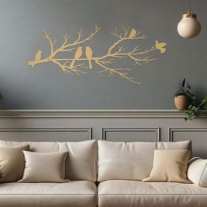 Metal Birds Wall Art, Metal Vivid Birds on Branch Silhouette Wall Decor Black Leaves with Bird Outdoor Hanging Wall Sculpture for Home Balcony Garden(Large)