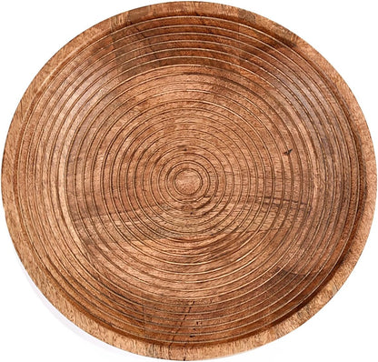 NIRMAN FRUIT BOWL Mango Wood Round Shaped Serving Bowl For Fruit,Dessert Platter Tray Dish Kitchen Dining Fruit,Dessert,Snack (12" x 12" x 5")