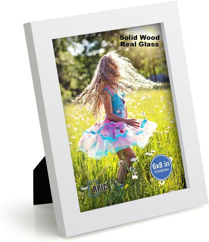 RPJC 5x7 Picture Frames Made of Solid Wood High Definition Glass for Table Top Display and Wall Mounting Photo Frame Black