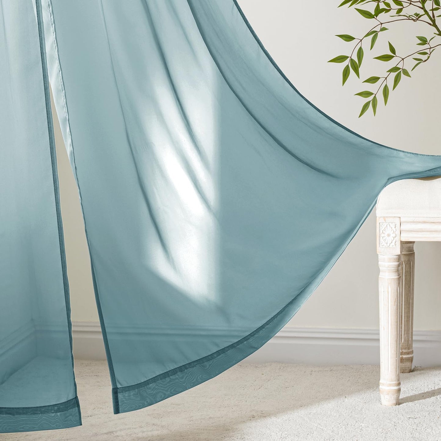 MIULEE White Sheer Curtains 84 Inches Long, 4 Panels Set, Light Filtering Rod Pocket Voile Drapes for Living Room and Bedroom, Airy Soft Fabric Window Treatments, 42 x 84 Inches