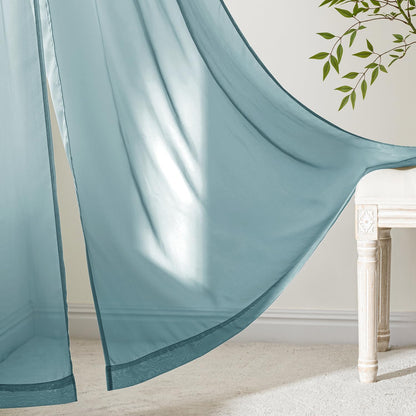 MIULEE White Sheer Curtains 84 Inches Long, 4 Panels Set, Light Filtering Rod Pocket Voile Drapes for Living Room and Bedroom, Airy Soft Fabric Window Treatments, 42 x 84 Inches